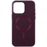 Кожаный чехол Bonbon Leather Metal Style with MagSafe для Apple iPhone 15 (6.1") Бордовый / Plum