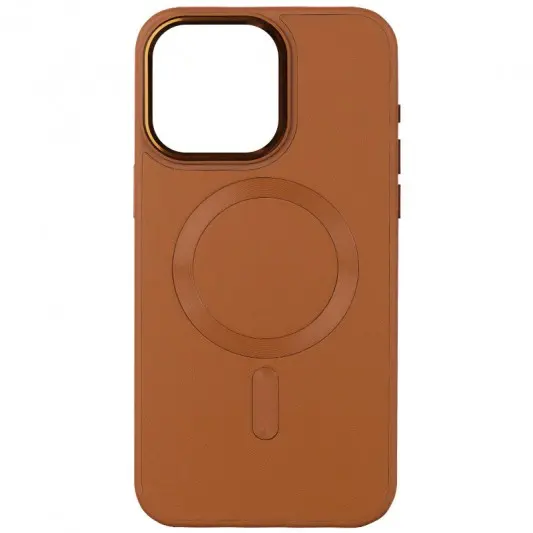 Кожаный чехол Bonbon Leather Metal Style with MagSafe для Apple iPhone 15 (6.1"), Коричневый / Brown