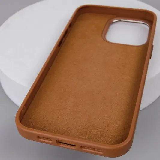 Кожаный чехол Bonbon Leather Metal Style with MagSafe для Apple iPhone 15 (6.1"), Коричневый / Brown - изображение 4