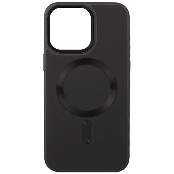 Кожаный чехол Bonbon Leather Metal Style with MagSafe для Apple iPhone 15 (6.1"), Черный / Black