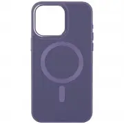 Кожаный чехол Bonbon Leather Metal Style with MagSafe для Apple iPhone 15 Plus (6.7"), Серый / Lavender