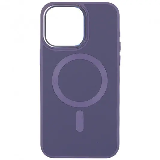 Кожаный чехол Bonbon Leather Metal Style with MagSafe для Apple iPhone 15 Plus (6.7") Серый / Lavender