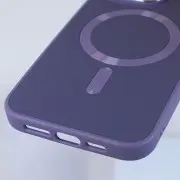 Кожаный чехол Bonbon Leather Metal Style with MagSafe для Apple iPhone 15 Plus (6.7"), Серый / Lavender