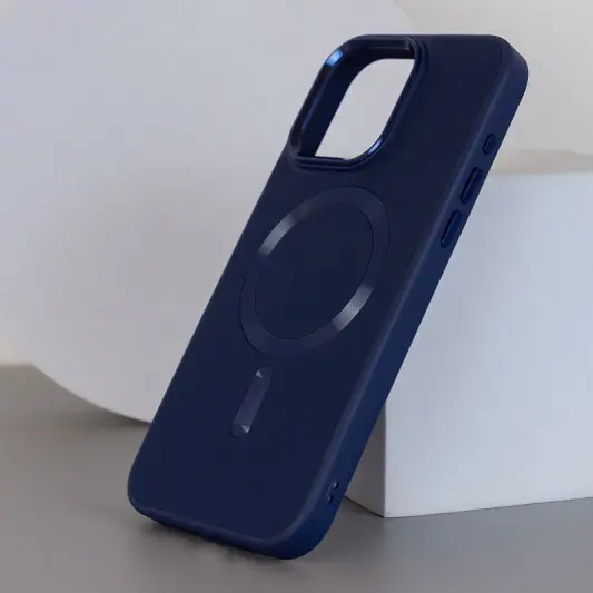 Шкіряний чохол Bonbon Leather Metal Style with MagSafe Apple iPhone 15 Pro (6.1"), Синій / Navy blue - зображення 2 