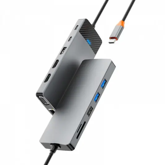 Перехідник HUB WIWU Linker Series 12 in 1 Pro, Grey - зображення 3 
