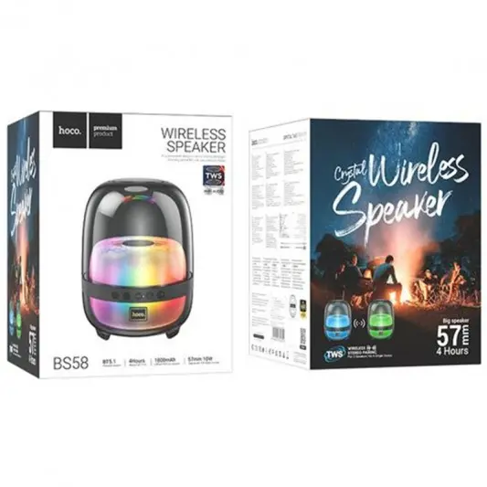 Блютуз колонка Hoco BS58 Crystal colorful luminous, Magic black night - изображение 4