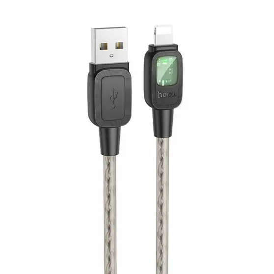 Дата кабель Hoco U124 Stone silicone power-off USB to Lightning (1.2m) Black
