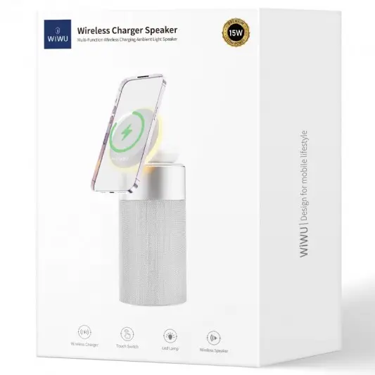 БЗУ WIWU Wi-W022 3 in 1 Wireless Charger+Bluetooth Speaker White - изображение 4