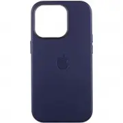 Кожаный чехол Leather Case (AAA) with MagSafe and Animation для Apple iPhone 14 Pro (6.1") Ink