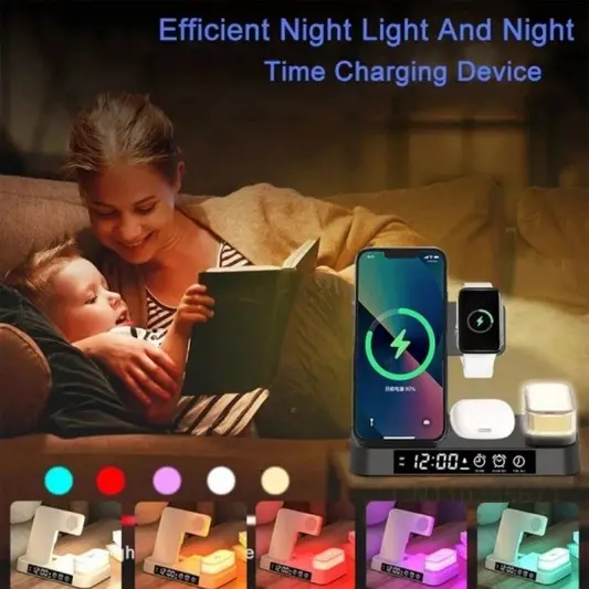 БЗУ + часы + ночник A37 4in1 30W White - изображение 1
