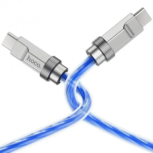 Дата кабель Hoco U113 Solid 100W Type-C to Type-C (1m) Blue - зображення 3 