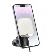 Автодержатель с БЗУ Hoco HW18 Crystal (center console) White