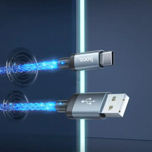 Дата кабель Hoco U112 Shine 2.4A USB to Type-C (1m) Gray - зображення 6 