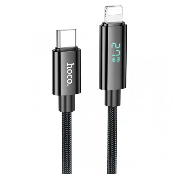Дата кабель Hoco U125 Benefit 27W Type-C to Lightning with display (1.2m) Black