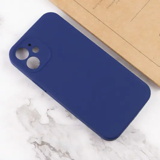 Чехол Silicone Case Full Camera Protective (AA) NO LOGO для Apple iPhone 12 (6.1"), Синий / Deep navy - изображение 3