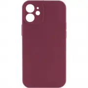 Чехол Silicone Case Full Camera Protective (AA) NO LOGO для Apple iPhone 12 (6.1"), Бордовый / Plum