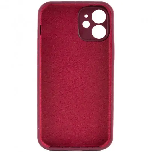 Чехол Silicone Case Full Camera Protective (AA) NO LOGO для Apple iPhone 12 (6.1"), Бордовый / Plum - изображение 1