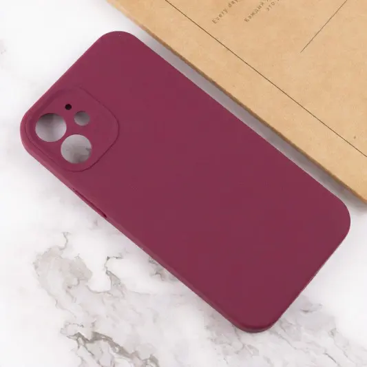 Чехол Silicone Case Full Camera Protective (AA) NO LOGO для Apple iPhone 12 (6.1"), Бордовый / Plum - изображение 3