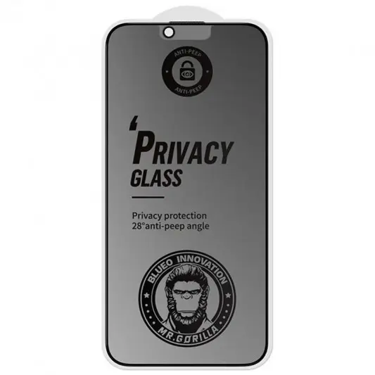 Захисне 2.5D скло Blueo Full Cover Anti-Peep Matte для Apple iPhone 13 Pro / 13 / 14 / 16e (6.1") Чорний - зображення 1 