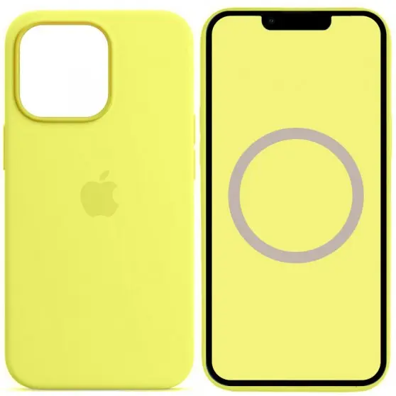 Чехол Silicone case (AAA) with Magsafe and Animation для Apple iPhone 13 Pro (6.1") Желтый / Lemon Zest