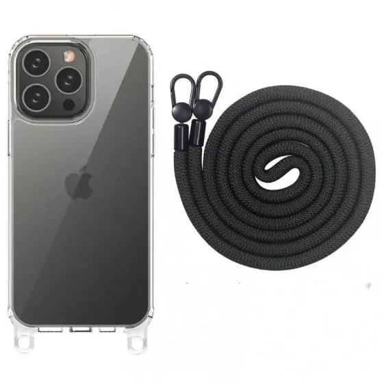 Чехол TPU Transparent with Straps для Apple iPhone 14 Pro (6.1") Black