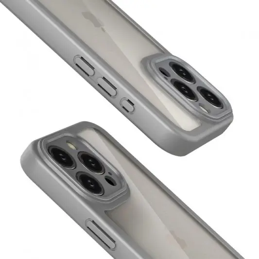 TPU чехол Transparent + Colour 1,5mm для Apple iPhone 15 Pro Max (6.7") Grey - изображение 1