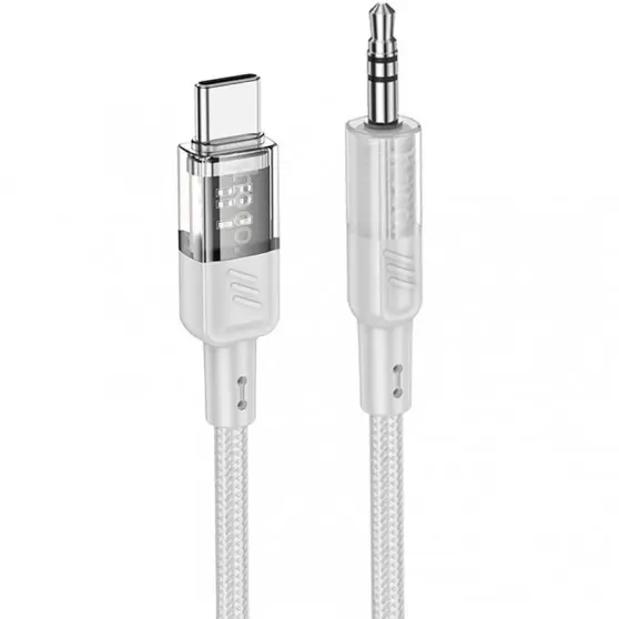 Аудіо кабель Aux Hoco UPA27 Spirit transparent (Type-C to AUX 3.5mm) (1.2m), Сірий