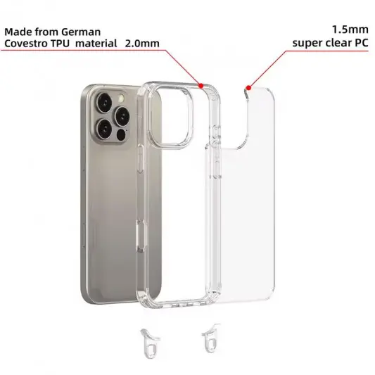 Чохол TPU Transparent with Straps для Apple iPhone 14 Pro (6.1") Light Purple - зображення 3 