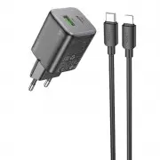 СЗУ Hoco N41 Almighty PD20W+QC3.0 (1USB-A/1C) + кабель Type-C to Lightning Black
