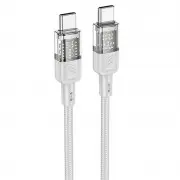 Дата кабель Hoco U129 Spirit Transparent Type-C to Type-C 60W (1.2m) Gray