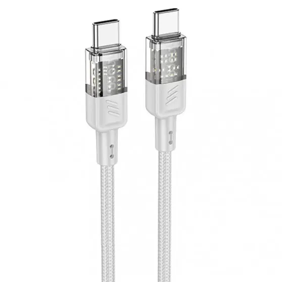 Дата кабель Hoco U129 Spirit Transparent Type-C to Type-C 60W (1.2m) Gray
