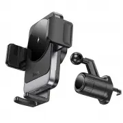 Автодержатель с БЗУ Hoco HW13 Speed (air outlet), Black / Metal gray
