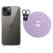 Чохол TPU Transparent with Straps для Apple iPhone 13 / 14 (6.1") Light Purple
