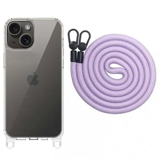 Чехол TPU Transparent with Straps для Apple iPhone 13 / 14 (6.1") Light Purple