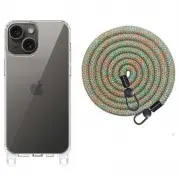 Чохол TPU Transparent with Straps для Apple iPhone 13 / 14 (6.1") Green / Red