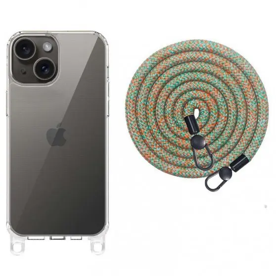 Чехол TPU Transparent with Straps для Apple iPhone 13 / 14 (6.1") Green / Red
