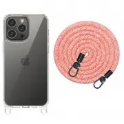 Чехол TPU Transparent with Straps для Apple iPhone 15 Pro (6.1") Red / White