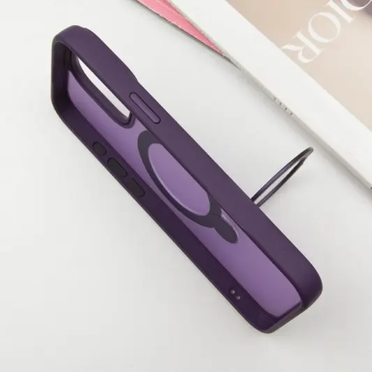 TPU+PC чехол Metal Buttons with MagSafe Colorful HQ Ring для Apple iPhone 14 Pro (6.1"), Purple - зображення 3 