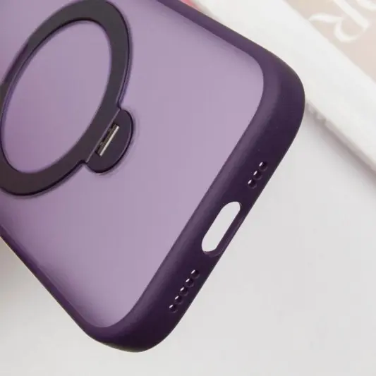 TPU+PC чехол Metal Buttons with MagSafe Colorful HQ Ring для Apple iPhone 14 Pro (6.1"), Purple - зображення 5 