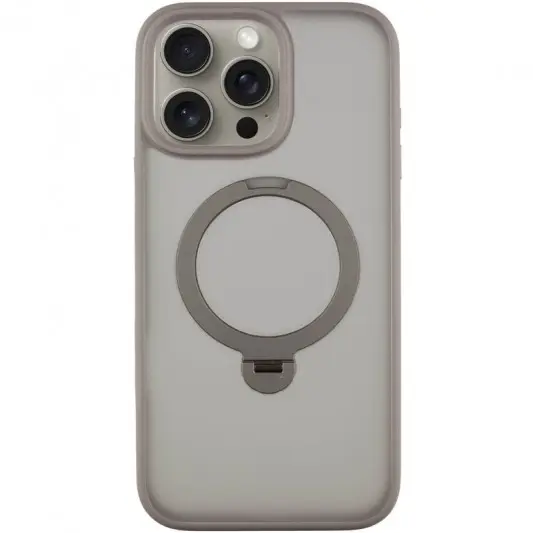 TPU+PC чехол Metal Buttons with MagSafe Colorful HQ Ring для Apple iPhone 15 Pro (6.1") Grey
