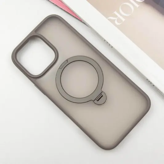 TPU+PC чехол Metal Buttons with MagSafe Colorful HQ Ring для Apple iPhone 15 Pro (6.1") Grey - изображение 1