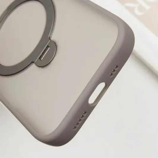 TPU+PC чехол Metal Buttons with MagSafe Colorful HQ Ring для Apple iPhone 15 Pro (6.1") Grey - изображение 4