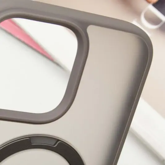 TPU+PC чехол Metal Buttons with MagSafe Colorful HQ Ring для Apple iPhone 15 Pro (6.1") Grey - изображение 5