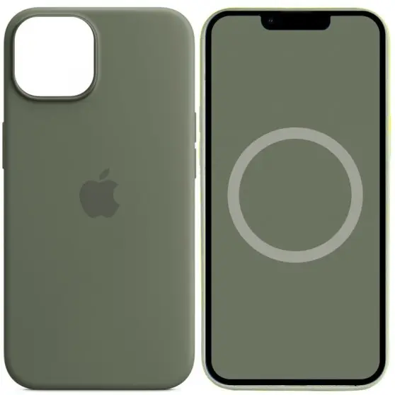 Чохол Silicone case (AAA) full with Magsafe and Animation для Apple iPhone 14 (6.1"), Зелений / Olive