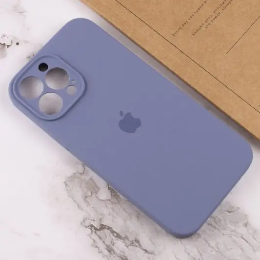 Чехол Silicone Case Full Camera Protective (AA) для Apple iPhone 13 Pro (6.1") Серый / Lavender Gray - изображение 3