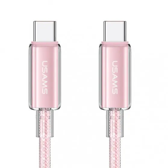 Дата кабель USAMS US-SJ660 Type-C to Type-C PD100W Cloud Series (1.2m) Pink