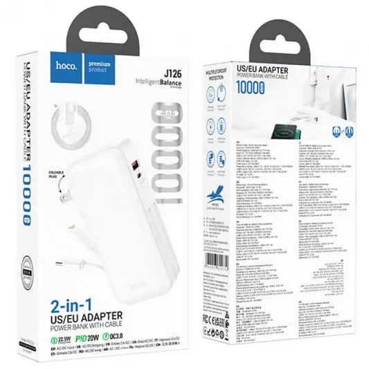 Портативний ЗП Power Bank Hoco J126 Travel 22.5W+PD20W 10000 mAh White - зображення 4 
