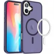 TPU+PC чехол Metal Buttons with MagSafe Colorful для Apple iPhone 16 (6.1") Темно-фиолетовый / Dark Purple