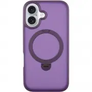 TPU+PC чохол Metal Buttons with MagSafe Colorful HQ Ring для Apple iPhone 16 (6.1") Purple
