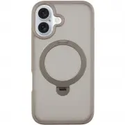 TPU+PC чохол Metal Buttons with MagSafe Colorful HQ Ring для Apple iPhone 16 (6.1") Grey